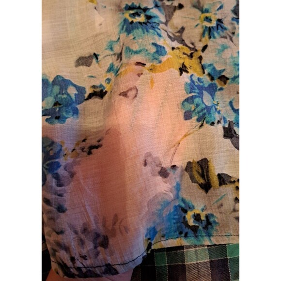 Aratta Silent Journey Blue Purple Floral Scarf Back Blouse Size M Velvet trim - Picture 5 of 14